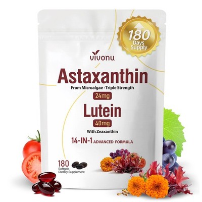 14-in-1 Astaxanthin 24mg Lutein 40mg Supplement, 180 Softgels, 6 Month Supply