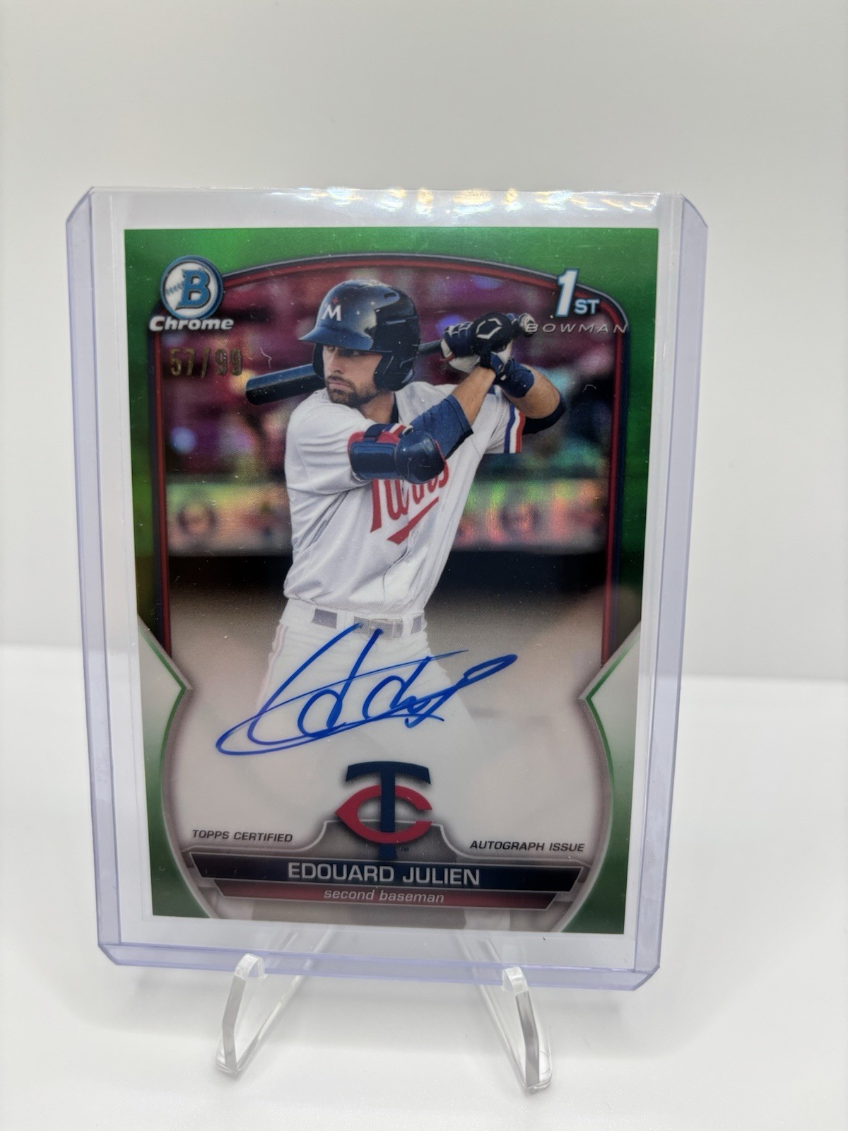 2023 Bowman Chrome Prospects Autographs Edouard Julien CPA-EJ Green Foil /99