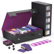 Trading Card Storage Box 3900 Black Purple Handle Commander Display Case