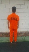 Orange Jail Inmate Jumpsuit Halloween Costume used condition sizes 3XL to 12XL