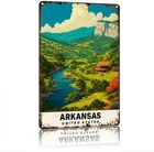 Vintage Tin Metal Signs Home Décor, 12X8in, Arkansas United States  Landscape