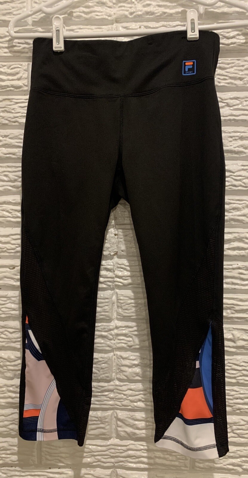 Leggings Fila Sport Capri Donna Taglia Small Nero (arancione Blu nella parte inferiore)