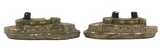 Vintage Salt Pepper Shaker Set Chalkware Submarines Olive Green One Damaged