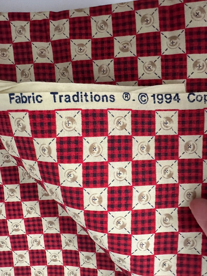 Fabric Traditions #1310 1994 red checked cotton fabric 44 x 2 yards - Image 2 of 3