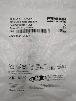 MURR Elektronik 7000-08331-0000000, MOSA M8 male straight field-wirable, NFP