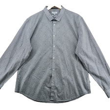 Calvin Klein Slim Fit Men's Size XL White Geometric Cotton Casual Shirt