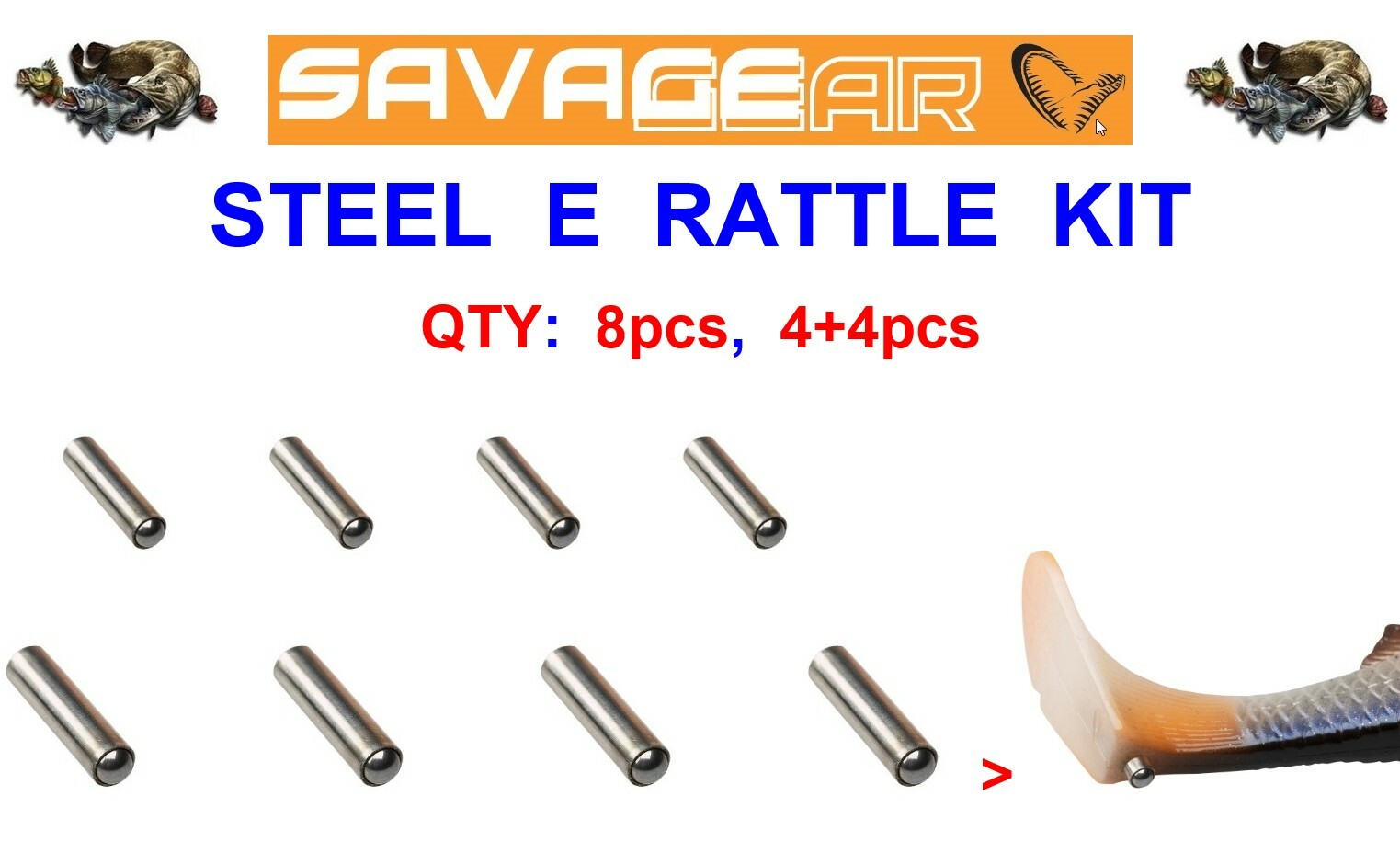 SAVAGE GEAR STAINLESS STEEL E RATTLE KIT FOR CANNIBAL 4PLAY HERRING MINNOW SHAD