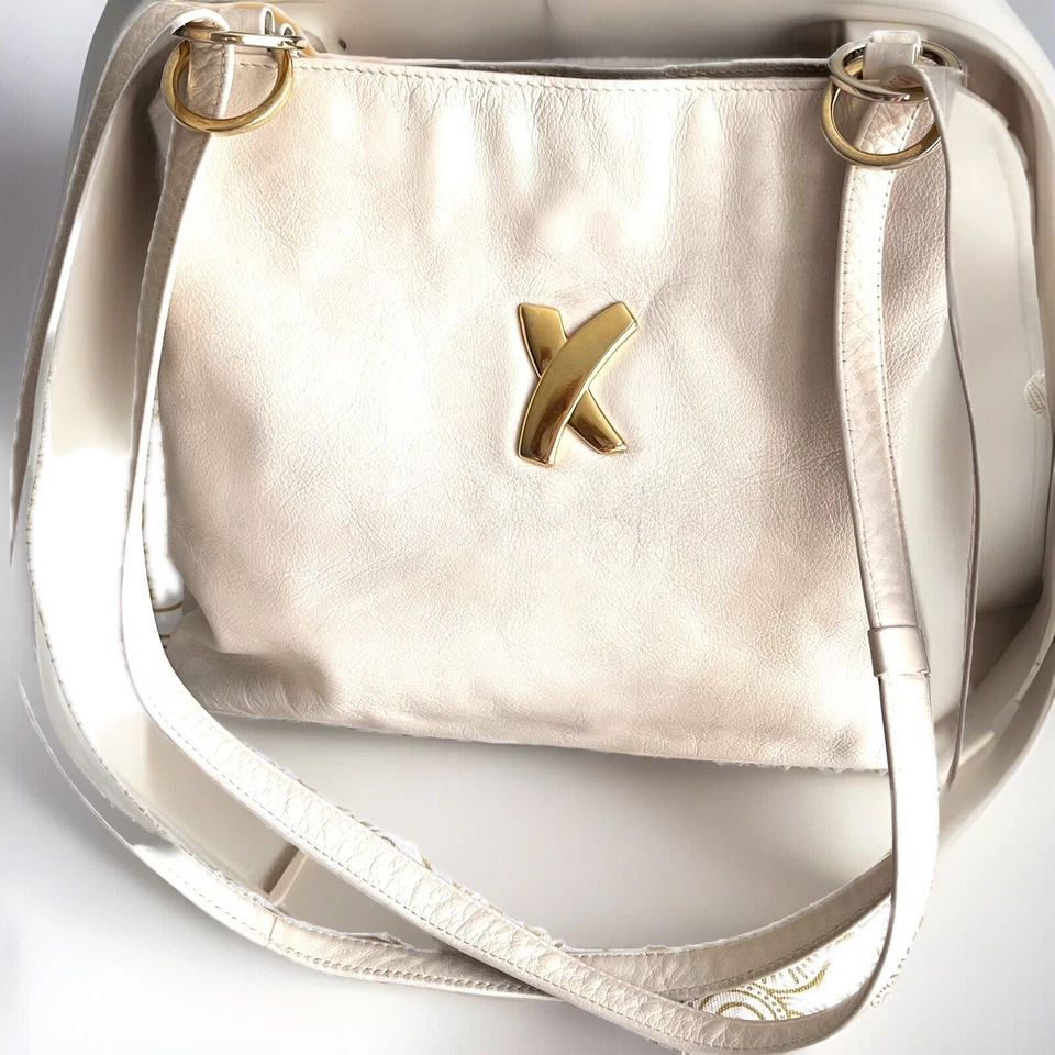 Bolsa de couro vintage Paloma Picasso grafite "X" vintage corpo cruzado bidirecional - Imagem 2 de 4