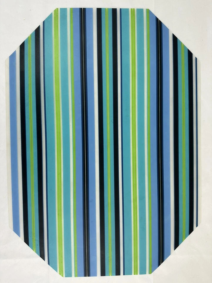 Antigo Conjunto de Placemat Listrado Octagonal Plástico Flexível Verde Rosa Azul Laranja 4 - Imagem 2 de 4
