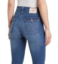 NWT True Religion Women  s Halle High Rise Raw Hem Skinny Jeans Size 27