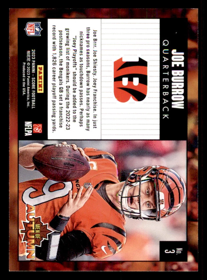 2023 Score Men of Autumn #3 Joe Burrow - Image 2 of 2