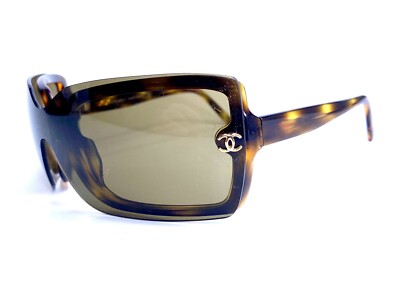 VTG CHANEL Brown Gold Rectangle Wrap Sunglasses Made in Italy 5065