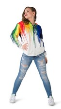 MULTI-COLORED DIGITAL PRINT HOODIE - UNISEX. Digital print on white cotton-LC