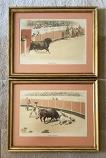 Lot of 2 Vintage Matador Bull Fighter Lithographs By Daniel Perea Rojas