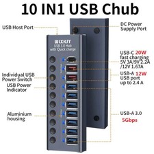 4/7/10 Port USB 3.0 HUB Powered High Speed Splitter Extender With Power Supply — image 6