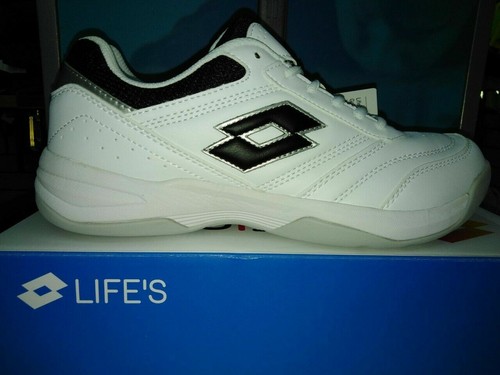 Lotto Uomo Scarpe Tennis Court Logo XVII LOGO BIANCO BLU BIANCO NERO | eBay
