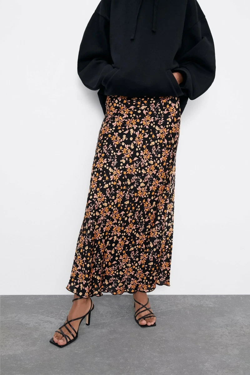 Floral print top midi skirt zara
