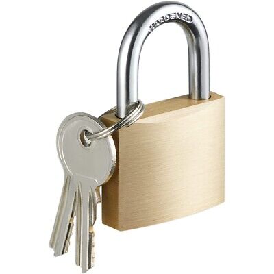 Solid Brass Padlock with Key, Pad Lock 1-1/2 in. Wide Lock Body, Fence  Locker US 