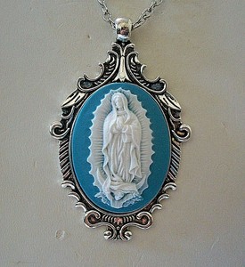 blue virgin mary necklace