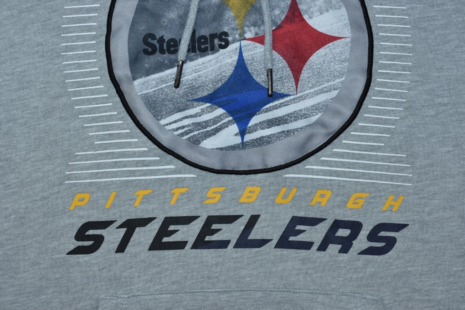 VETEMENTS Felpa NFL Team Apparel unisex Pittsburgh Steelers taglia L grigia con cappuccio