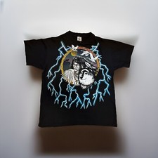 Vtg 90s American Thunder Mens XL Indian Eagle Lightning All Over Print T-Shirt