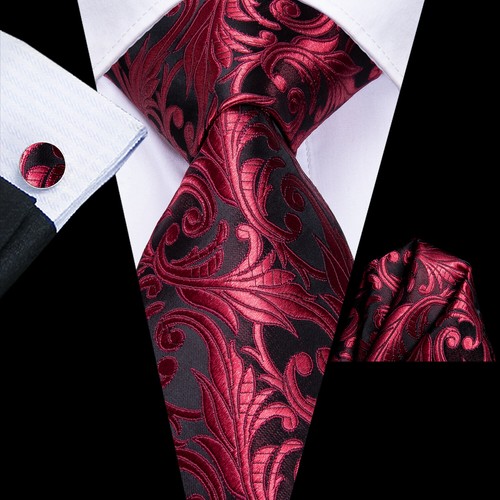 USA Men's Necktie Tie Paisley Striped Solid Hanky Cufflinks Set Wedding - Picture 107 of 162