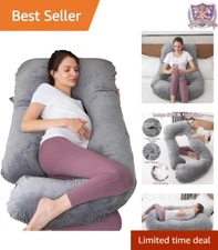 Pregnancy Pillow U Shaped Full Body Support Maternity Sleep Cushion Dark Grey