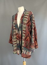 Anokhi Indian Woven Cotton Hand Block Open Kimono Jacket Vintage Boho M L Uk 16