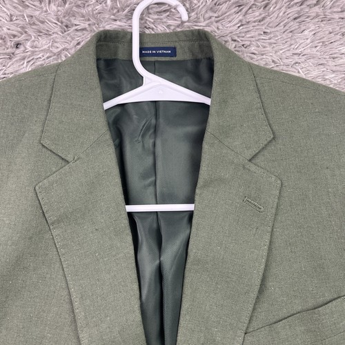 Stafford Signature 46L Classic Fit Sport Coat Jacket Blazer Linen Blend Green - Picture 2 of 12