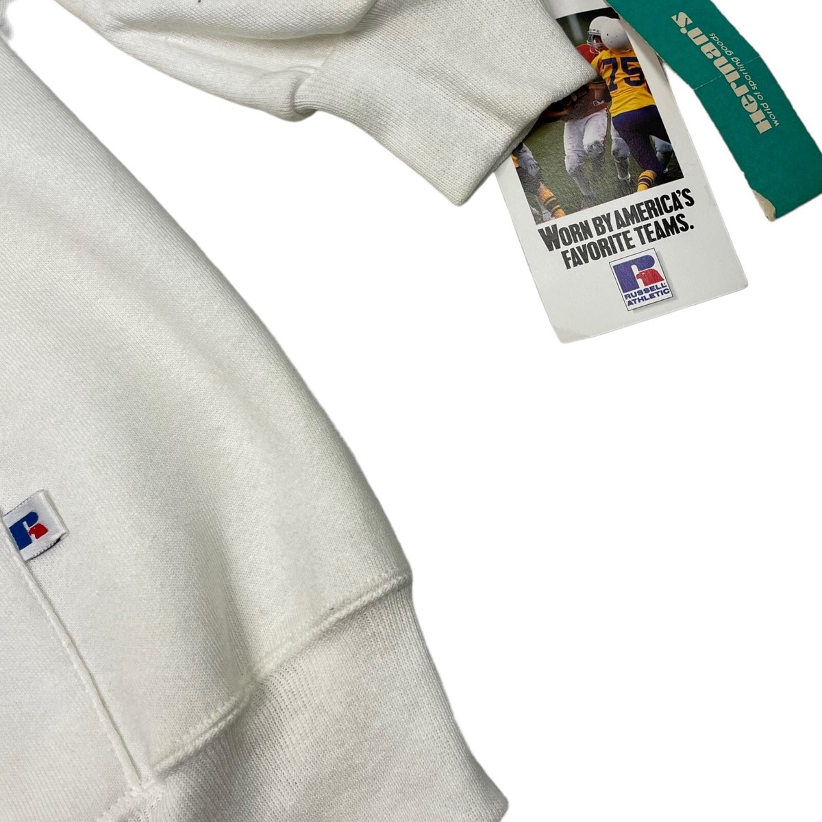 Sweat Vintage Russell Athletic Fabriqué Aux USA - Taille XL, Bleu Et Blanc, Occasion Très Bon état
