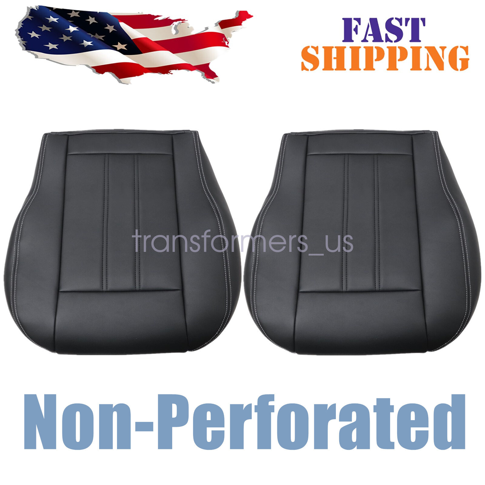 2PCS For 2008-2016 Chrysler Town & Country Bottom Seat Cover Blk Non-Perforated