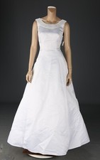 Alfred Angelo Vintage 90s 00s White Satin Pearl Detail Wedding Dress sz 8
