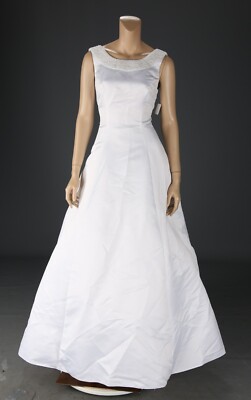 Alfred Angelo Vintage 90s 00s White Satin Pearl Detail Wedding Dress sz 8 |  eBay