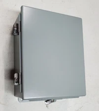 Electrical Enclosure, 10 x 8 x 4, Hoffman A1008NF ClampCover  NEMA 4, Grey Steel