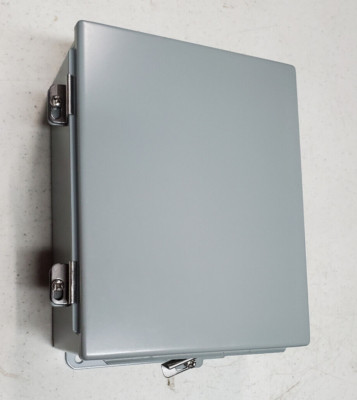 Electrical Enclosure, 10 x 8 x 4, Hoffman A1008NF ClampCover  NEMA 4, Grey Steel