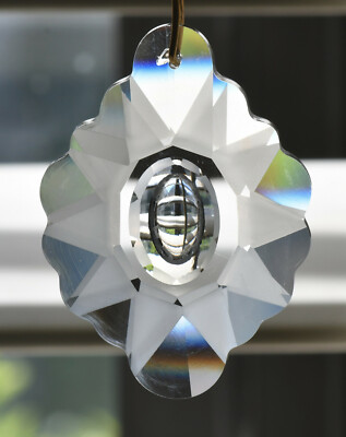 63mm Scalloped Frosted Star with Illusion Center Crystal Prism SunCatcher 2.5''