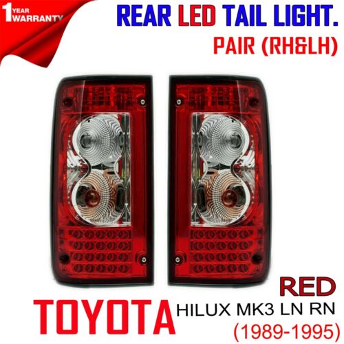 TOYOTA HILUX MK3 LN RN SR5 DLX 89-90 97 PAIR RED LENS LED TAIL LAMP BULB SOCKET - Picture 1 of 8