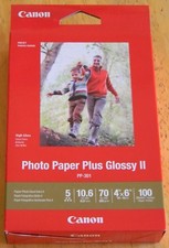 Canon Inkjet Photo Paper Glossy II 4"X6" box of 100 Sheets NEW FREE SHIPPING