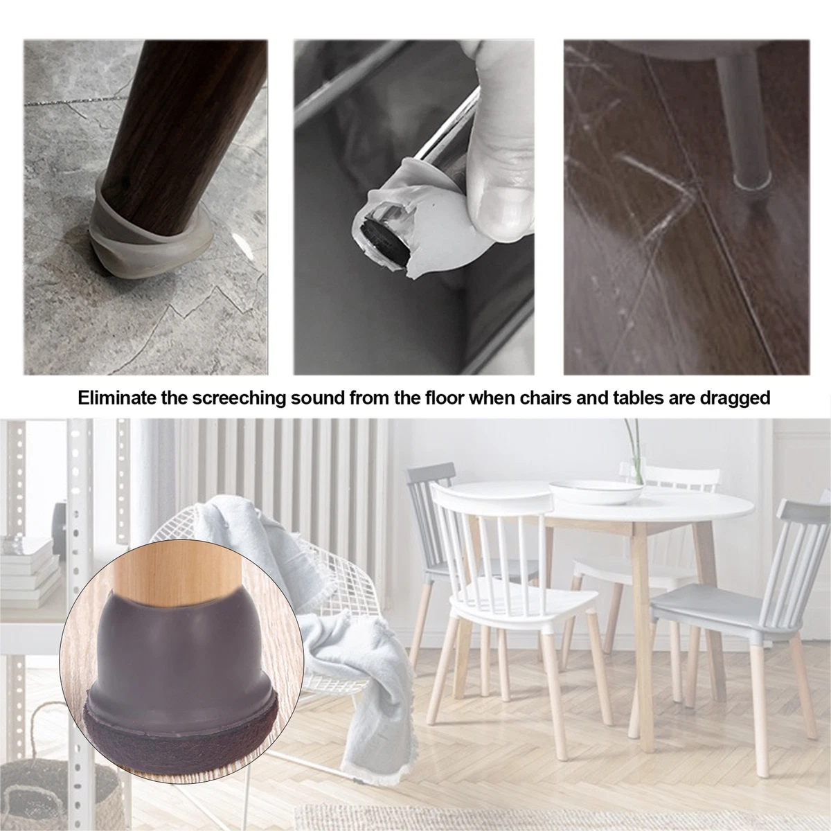 L 8pcs Chair Leg Protectors Furniture Feet Covers Reduce Noise Prevent