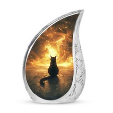 Cosmic Inferno Cat Tiny Urn - Teardrop Urns For Human Ashes - Decorative Urn