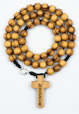 Olive Wood Rosary Prayer Beads Handmade Holy Land Bethlehem Cross Necklace