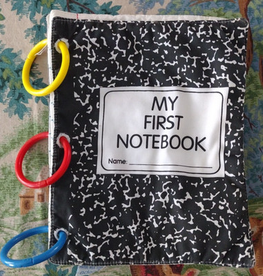 HTF Vintage Eden MY FIRST NOTEBOOK Fabric Composition Book RINGS Baby Toy