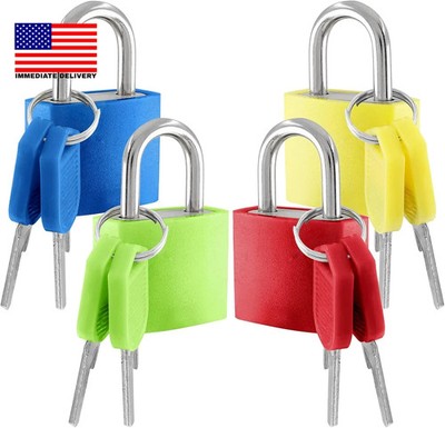 4 Pcs Small Colored Padlocks with Keys      