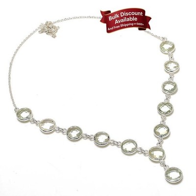 Grüner Amethyst Edelstein 925 massiv Silber Geburtstag Kette Schwester Halskette Schmuck