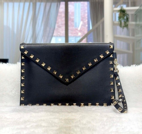 Valentino Rockstud Envelope Clutch Black SW2P0P87VSH 153851940
