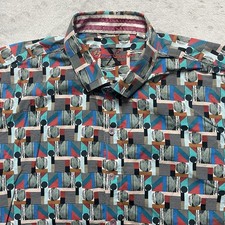 Robert Graham X Shirt Mens XL Tailored Fit Multicolor Geometric Cotton Stretch