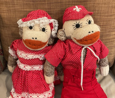 Vintage Pair of Handmade Sock Monkeys W/Origi...