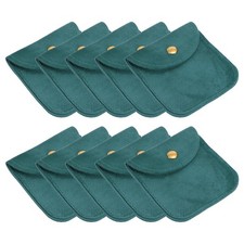 20 Pack Jewelry Pouch 3x3" Soft Velvet Pouch with Snap Button Lake Blue