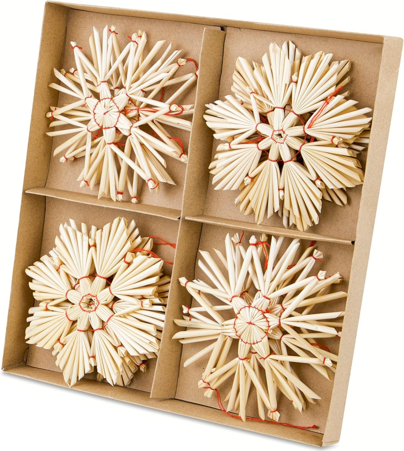 16x Strohsterne Ø 10 cm | XXL Baumschmuck Natur | Weihnachtsdeko Set Retro