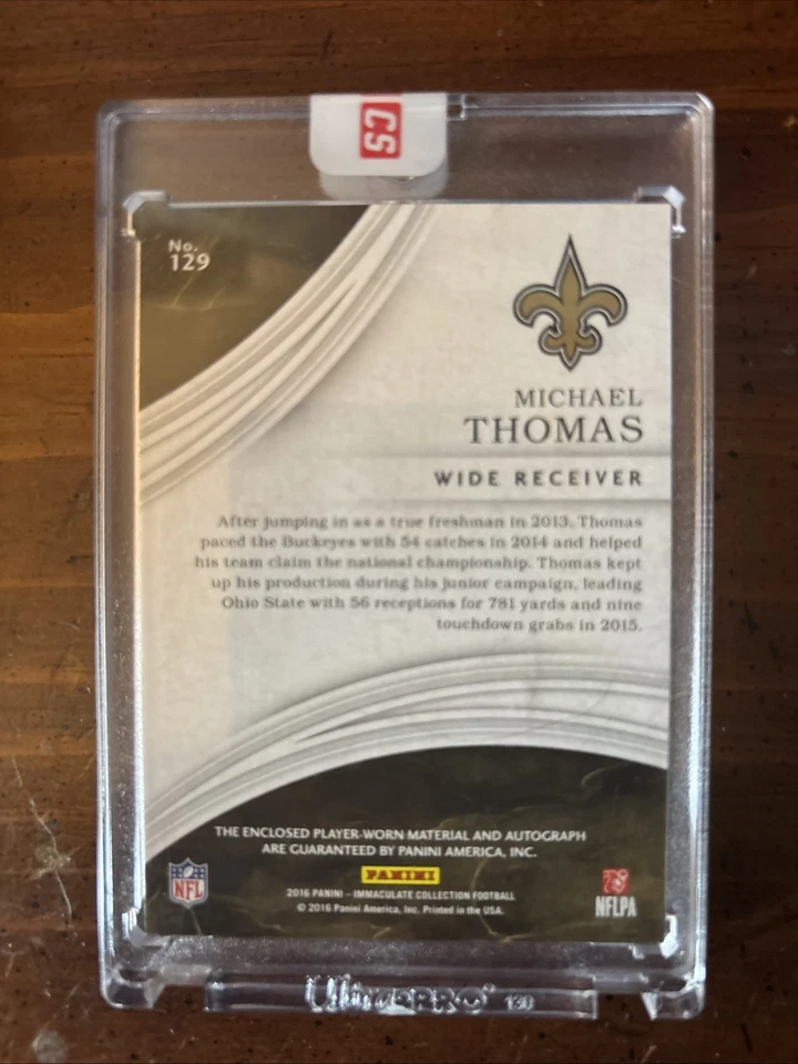 2017 Panini Immaculate card - Premium Patch Autographs Michael Thomas #Gold /25 - Image 2 of 2
